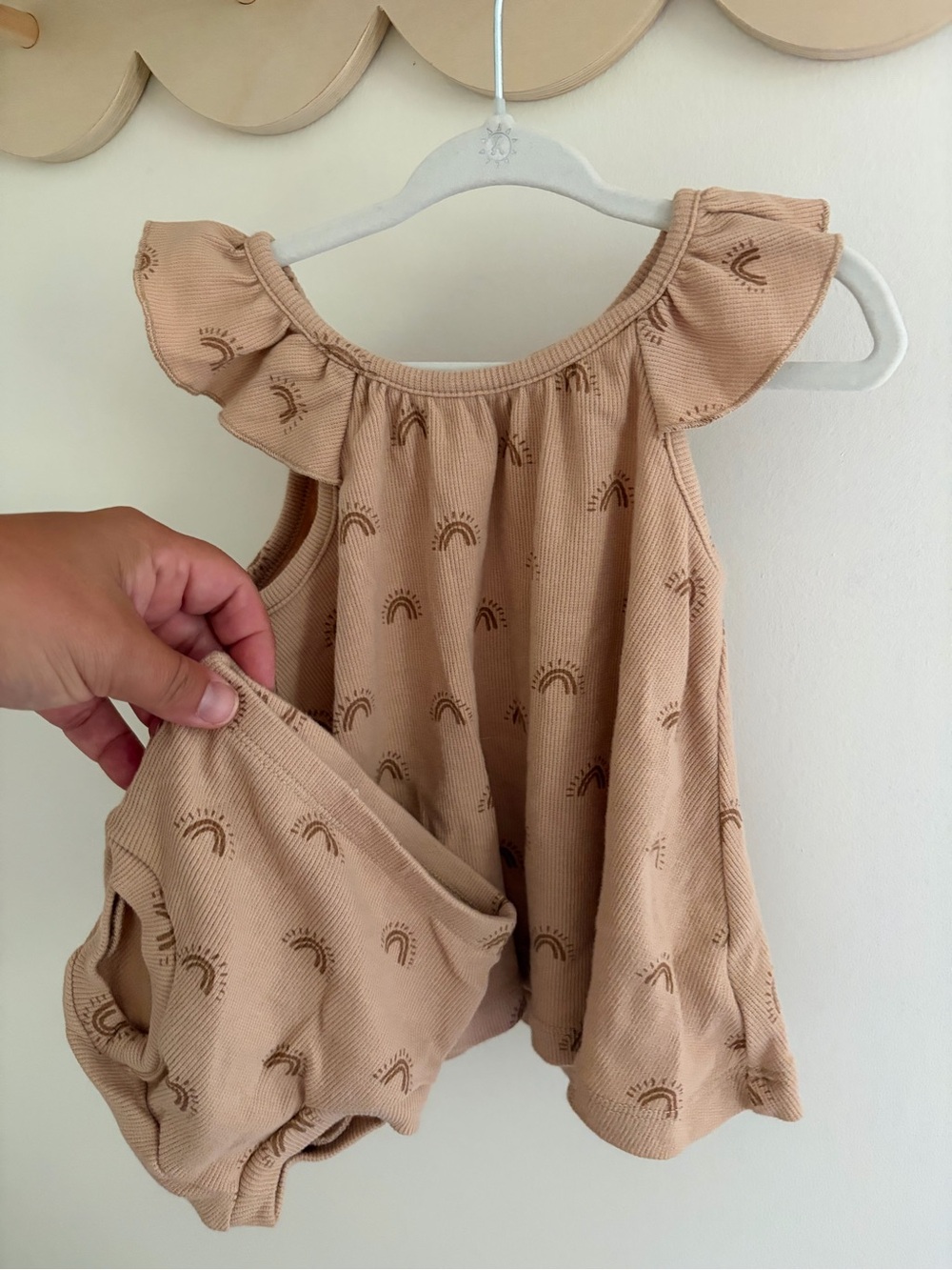 Quincy Mae Beige Ruffle Tank with Matching Bloomers